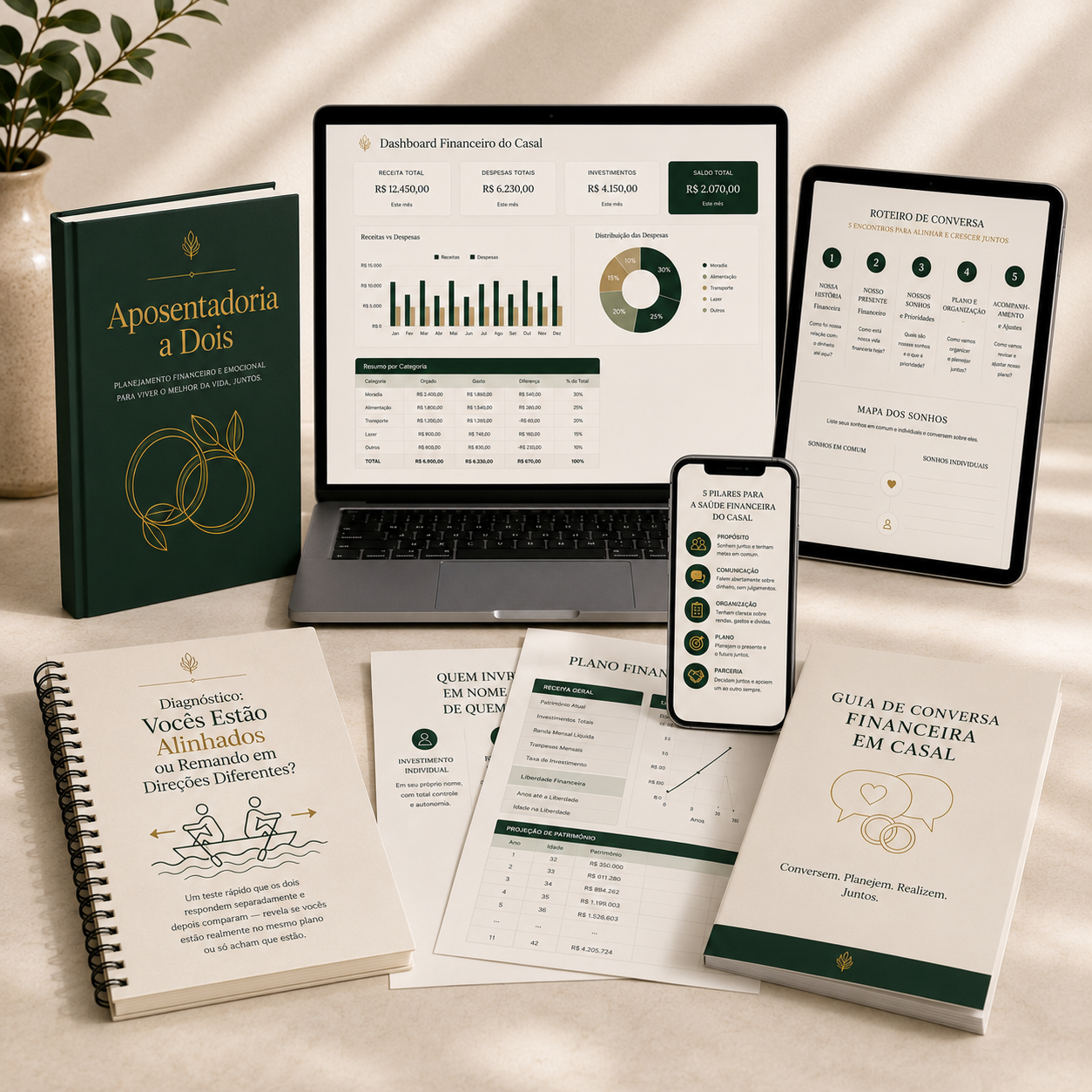 Bundle completo Aposentadoria a Dois — guia, planilhas e bônus