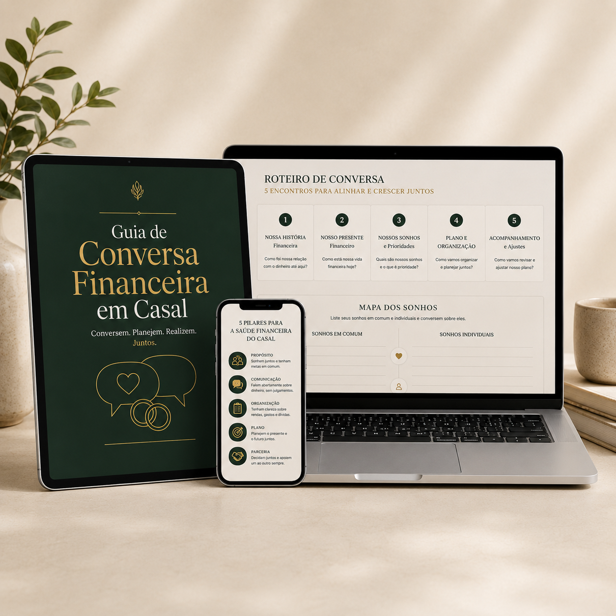 Mockup Guia de Conversa Financeira em Casal